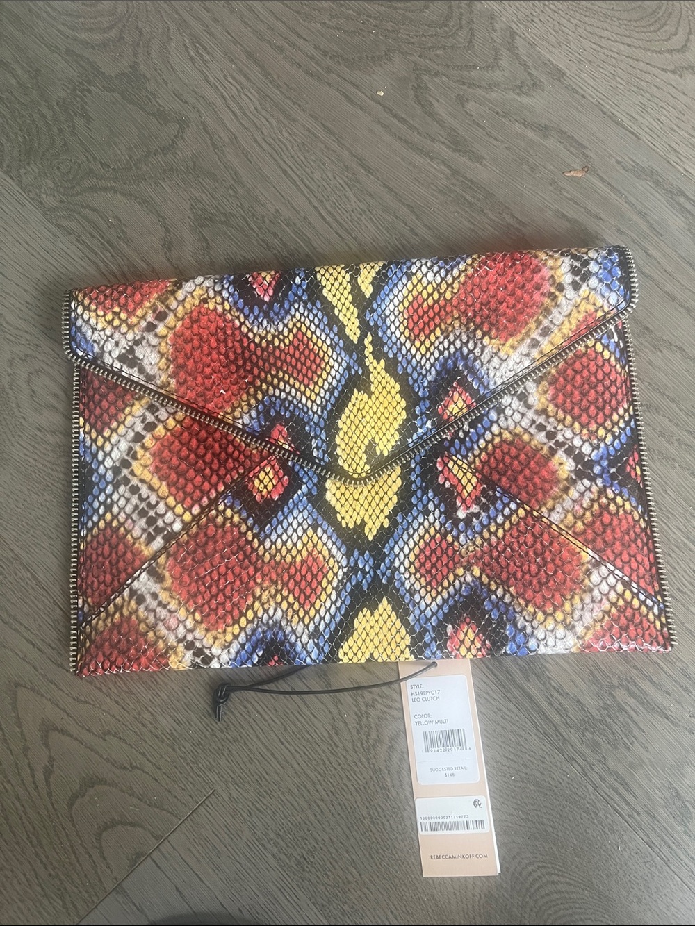 Rebecca Minkoff Multicolor Snake-Print Envelope Leo Clutch